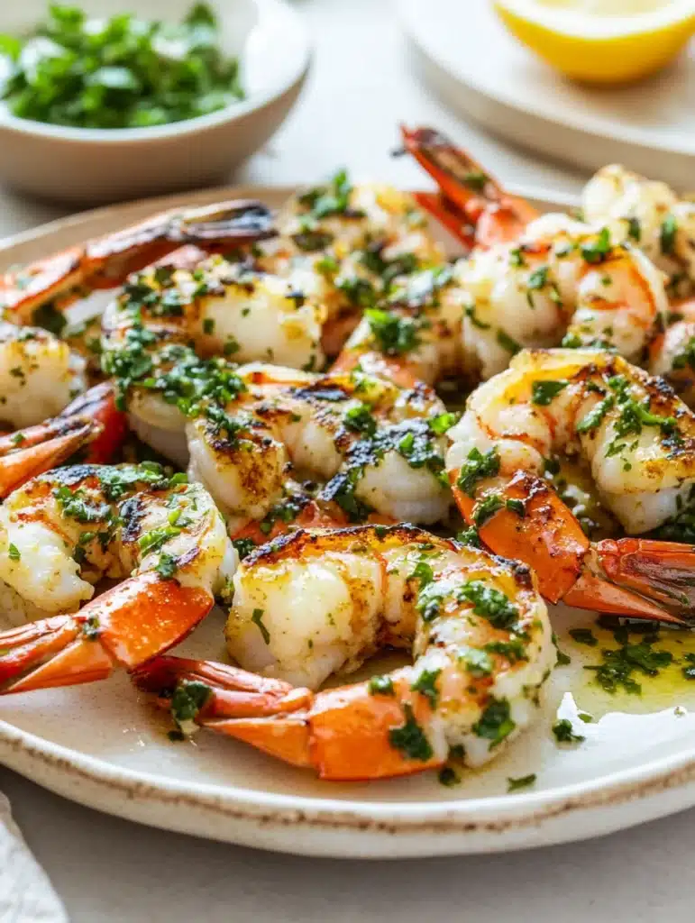 Grilled Garlic Butter Prawns with Chimichurri