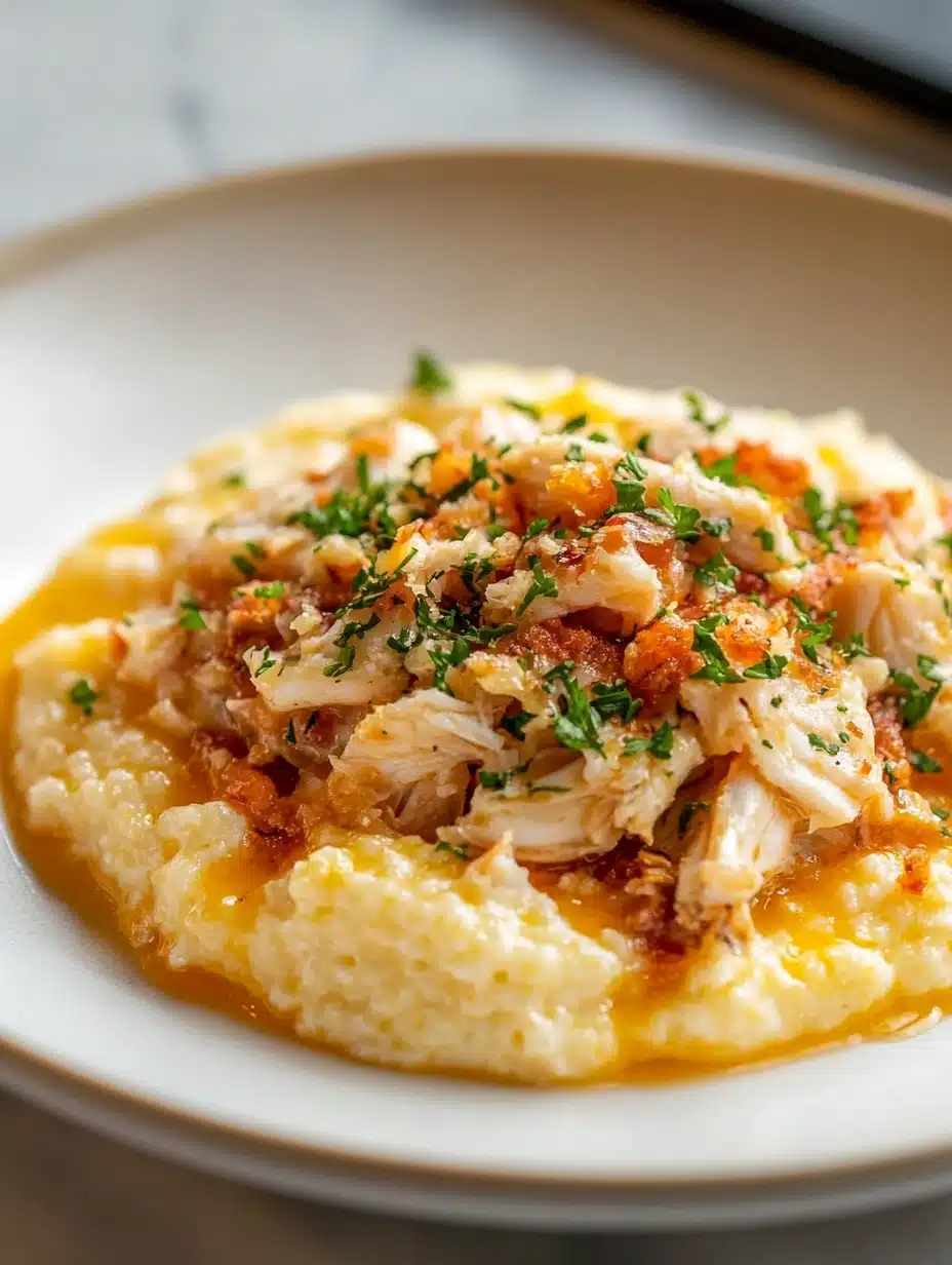Spicy Butter Garlic Crab & Cheese Grits
